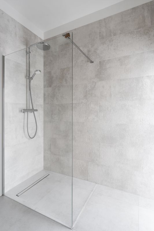 Frameless Glass Shower with Rainfall Showerhead